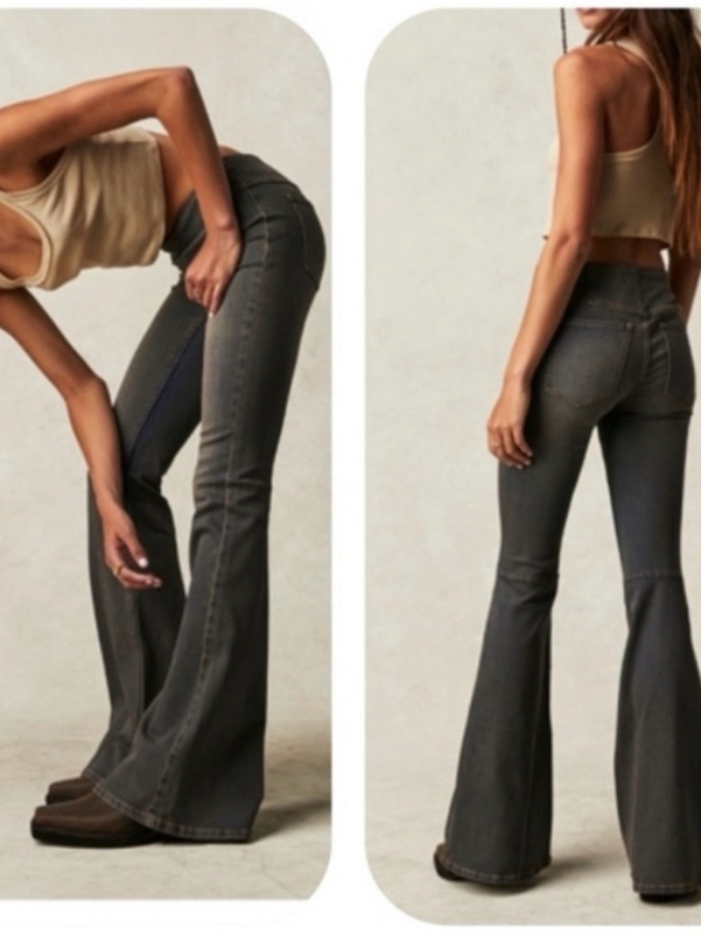 Free People Penny Pull On Kick Flare Bell Bottom Jean Washed Black 31